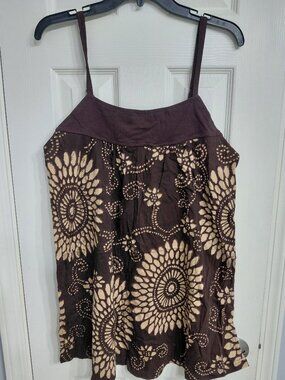 Brown and Tan Geometric Floral Cami